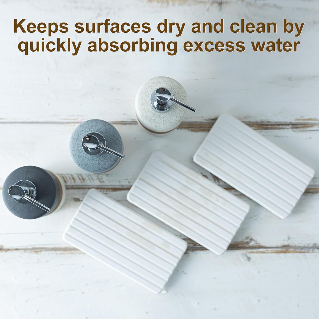 Ceramic Dish Soap Dispensers Set(2 Pack), Hand, Dish, Shower Soap Dispenser for Kitchen Sink & Bathroom, Includes Stainless Steel Pump, Silicone Funnel & Diatomaceous Holder, Black