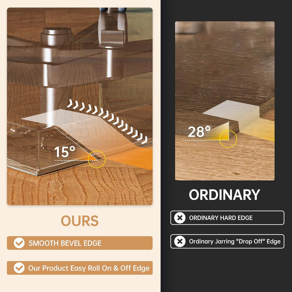 [Tempered Glass] 50“ x 44” Beveled Edge Glass Chair Mat with Polished Edge Clear Office Chair Mat, Glides Smoothly, Suitable for Carpet or Hardwood Floors