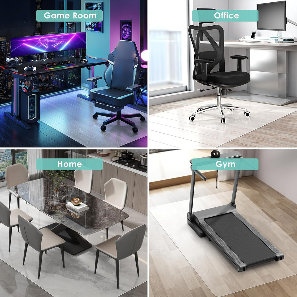Vicwe Office Chair Mat for Hard Floor, 60"x48" Anti-Slip PVC Computer Chair Mat, Easy Glide for Chairs, Multi-Purpose Floor Protector Desk Chair Mats for Home Office