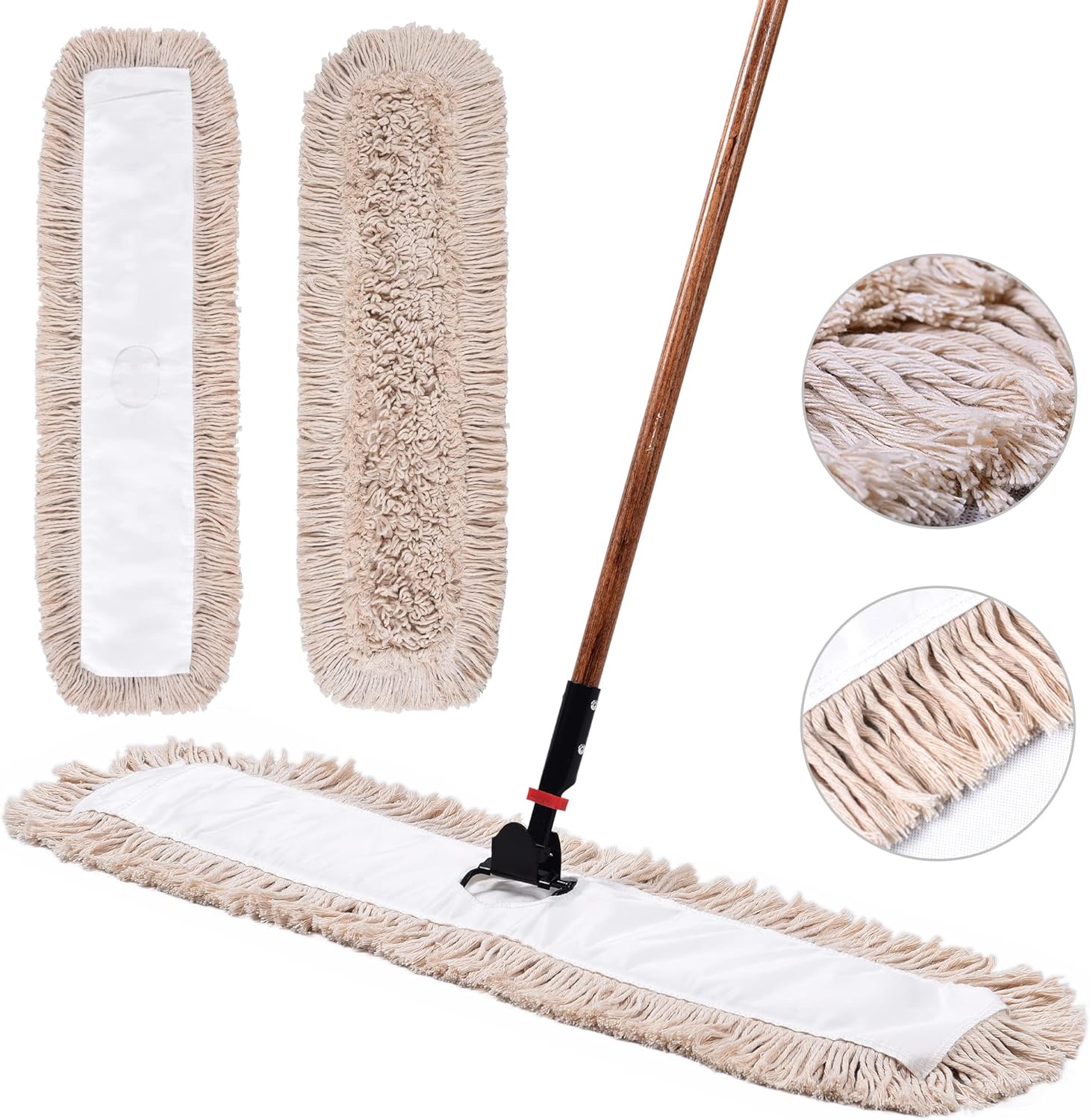 Matthew Cleaning 36'' Cotton Dust Mop Refill Washable Thick Tufted Replacement Heads for Residential & Commercial Use Fit All 36'' Dust Mop Frames, Hardwood, Laminate, Concrete Floors 6 Pack