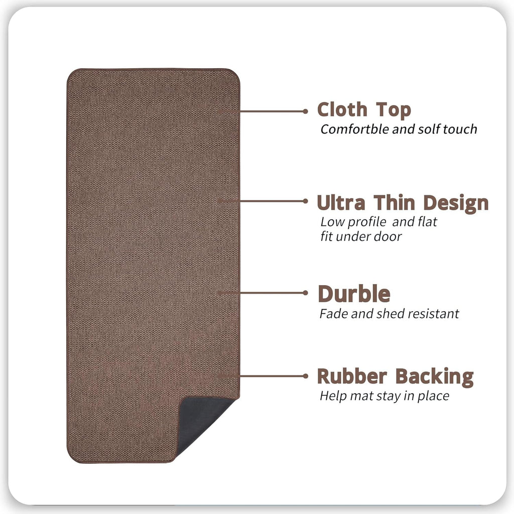 Bath Mat,Ultra Thin Bathroom Runner Rugs,Large Bath Mats for Bathroom,Quick Dry,Non-Slip,Machine Washable,Low Pile,Bath Rug,Shower Outside,Sink,Home Decor Accessories.Brown,1'9"x3'11"（21x47inch）
