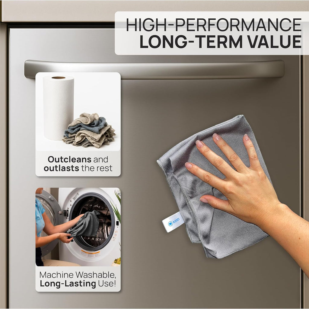 Claro Stainless Steel Cleaner Cloth 8-Pack – Microfiber Cleaning Cloths for Appliances, Sinks & Fridge | Lint-Free Streak-Free Stainless Reusable Alternative to Chemical Cleaners