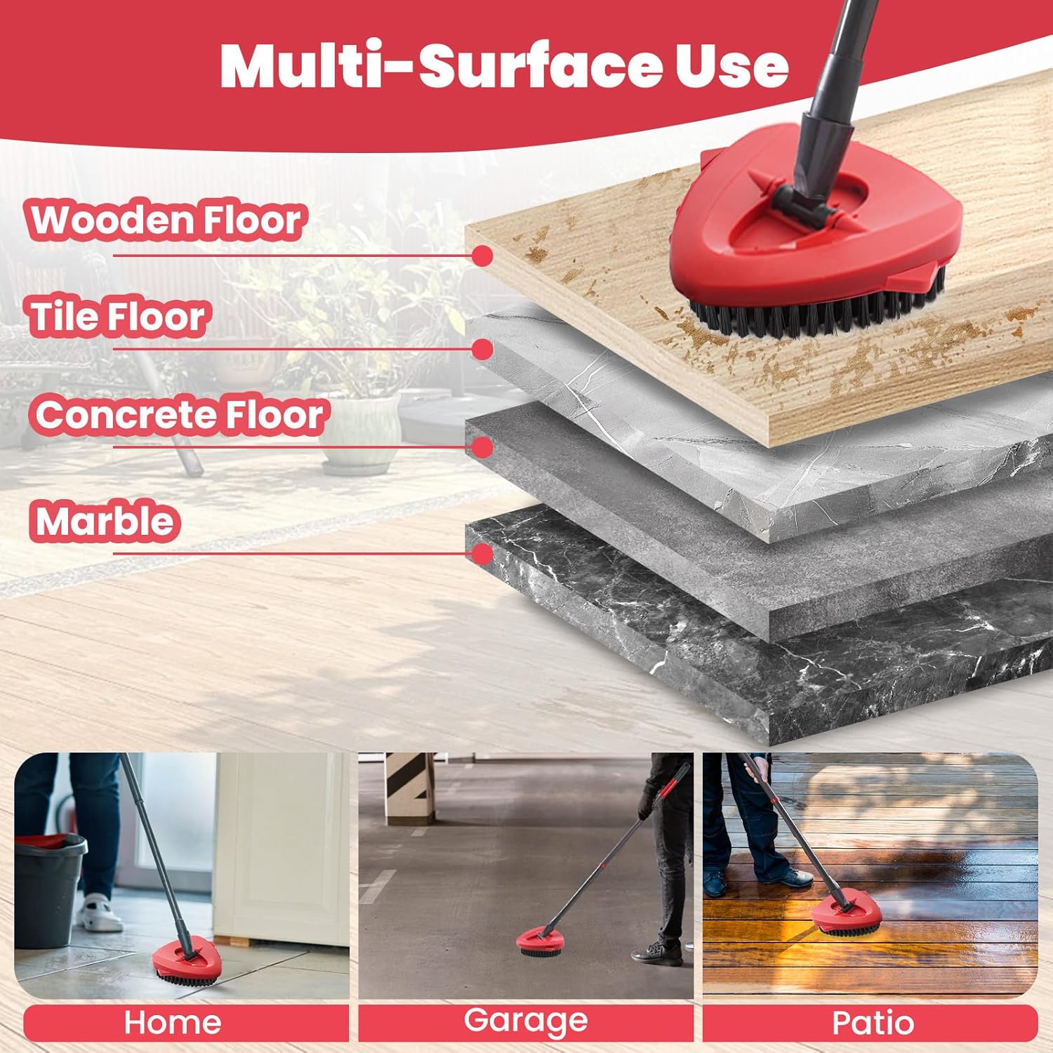 2 Pack Scrub Brush Attachment Compatible with O Cedar EasyWring Microfiber Spin Mop 1 Tank System, Upgraded Floor Scrubber Mop Replace Head, More Bristles Brush Heads for Kitchen, Deck and Bathroom