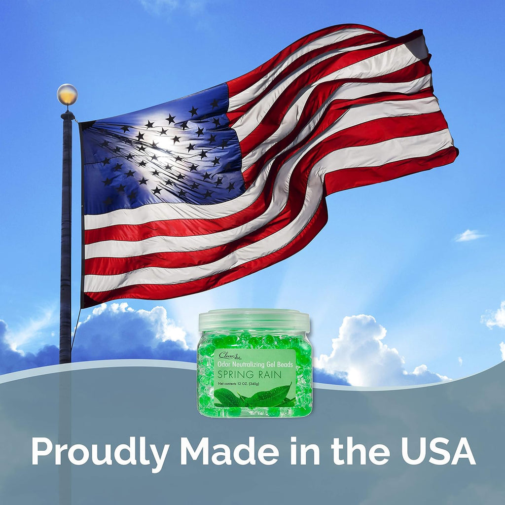 Clear Air Odor Eliminator Gel Beads - 12 oz, Pack of 2 - Air Freshener Made with Essential Oils - Eliminates Odors in Bathrooms, Cars, Boats, RVs & Pet Areas - Spring Rain Scent