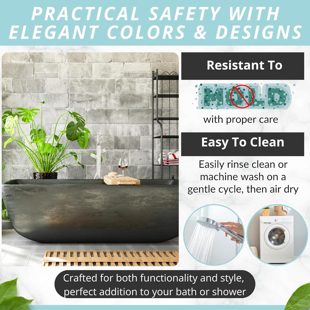 ENKOSI Bath Mat - Large Non Slip Bathtub & Shower Mat - Extra Long 40 x 16 Inch Bathroom Mats for Tub Nonslip Anti Slip Bathmats (40x16 Aqua Green 1-Pack)