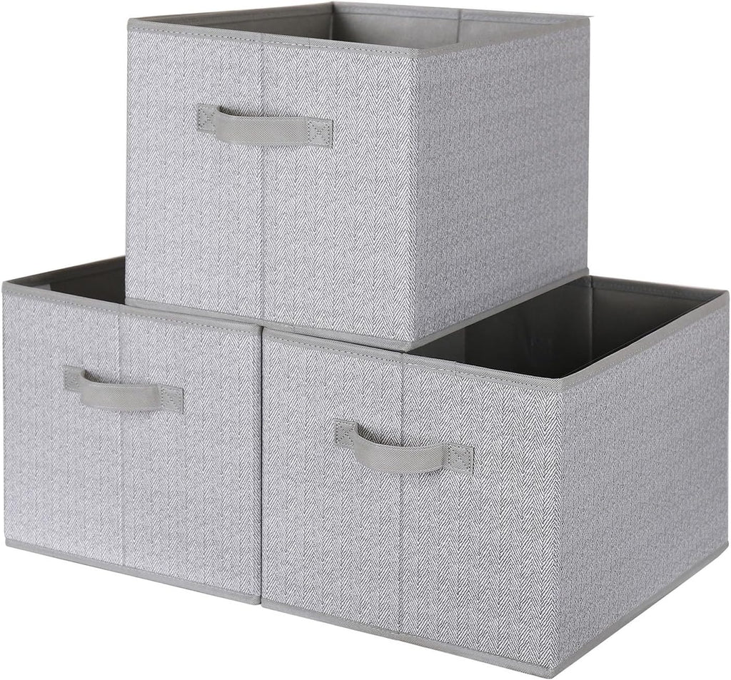 WUIKE Closet Storage Bins, Trapezoid Storage Boxes with Handles, Fabric Storage Baskets for Organizing Clothes, Sheets, Blankets, Decorative Storage Bins (Dark Gray, Extra Large)