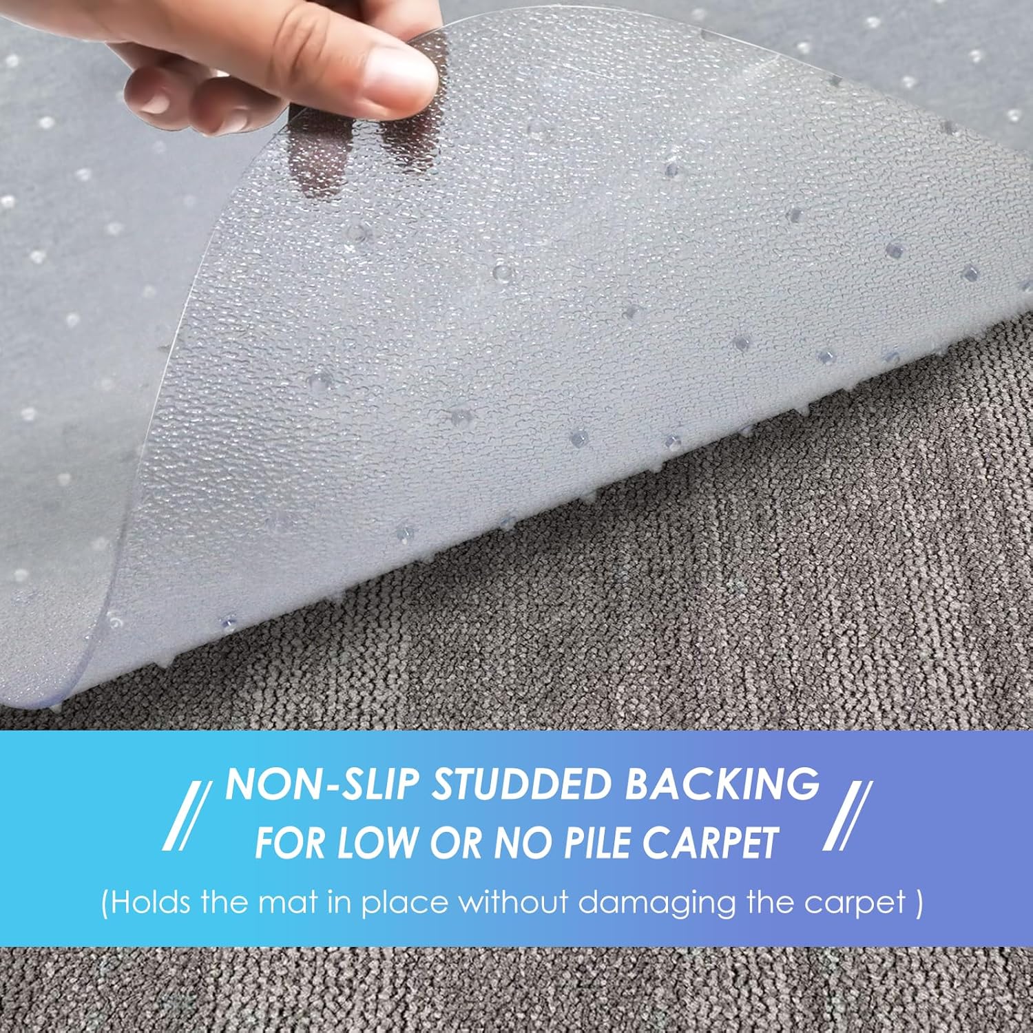 Vicwe Office Chair Mat for Carpeted Floors, 48"X36" Rectangle Desk Chair Mats with Studs for Low and No Pile Carpeted Floors, Easy Glide Computer Desk Chair Mat for Home & Offices