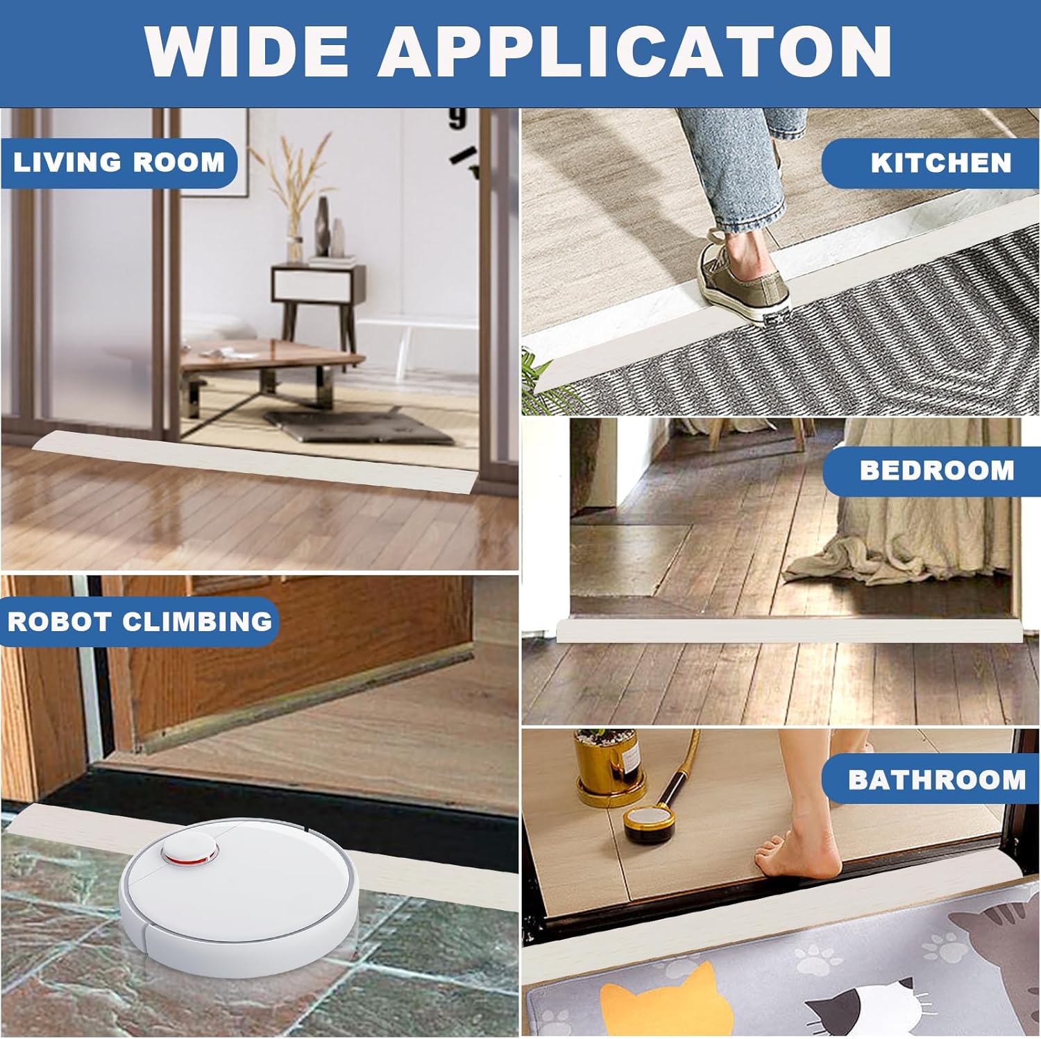 Vinyl Door Threshold Flooring Transition Strip Self Adhesive Carpet Edging Strip for Laminate Doorway Edge Threshold from 3/5" to 4/5" (Beige Wood Grain, 10 Ft)