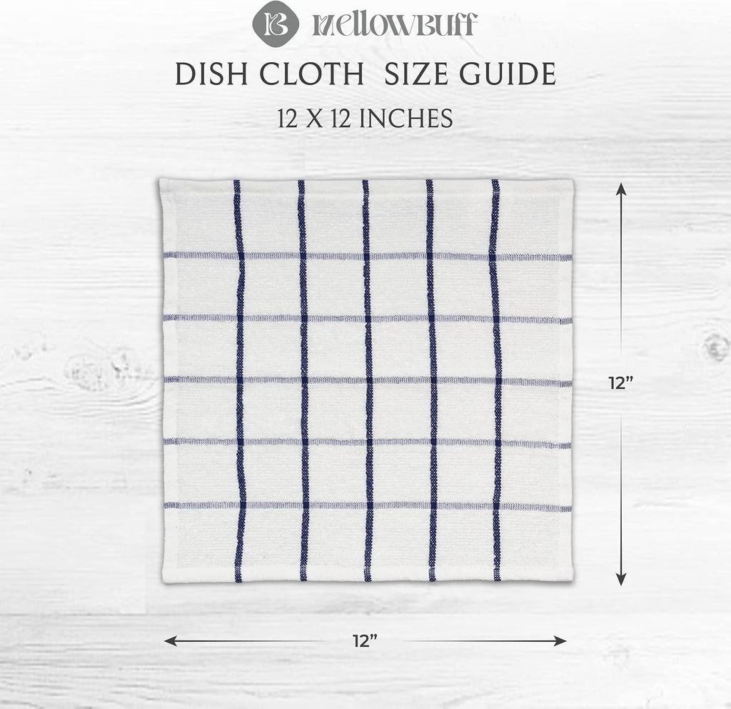 100% Cotton Terry Dish Cloth & Dish Towel, 6 Pack, Super Soft and Absorbent Kitchen Towels, Perfect for Kitchen Cleaning and Dish Washing (Navy Blue (DT and DC Combo))