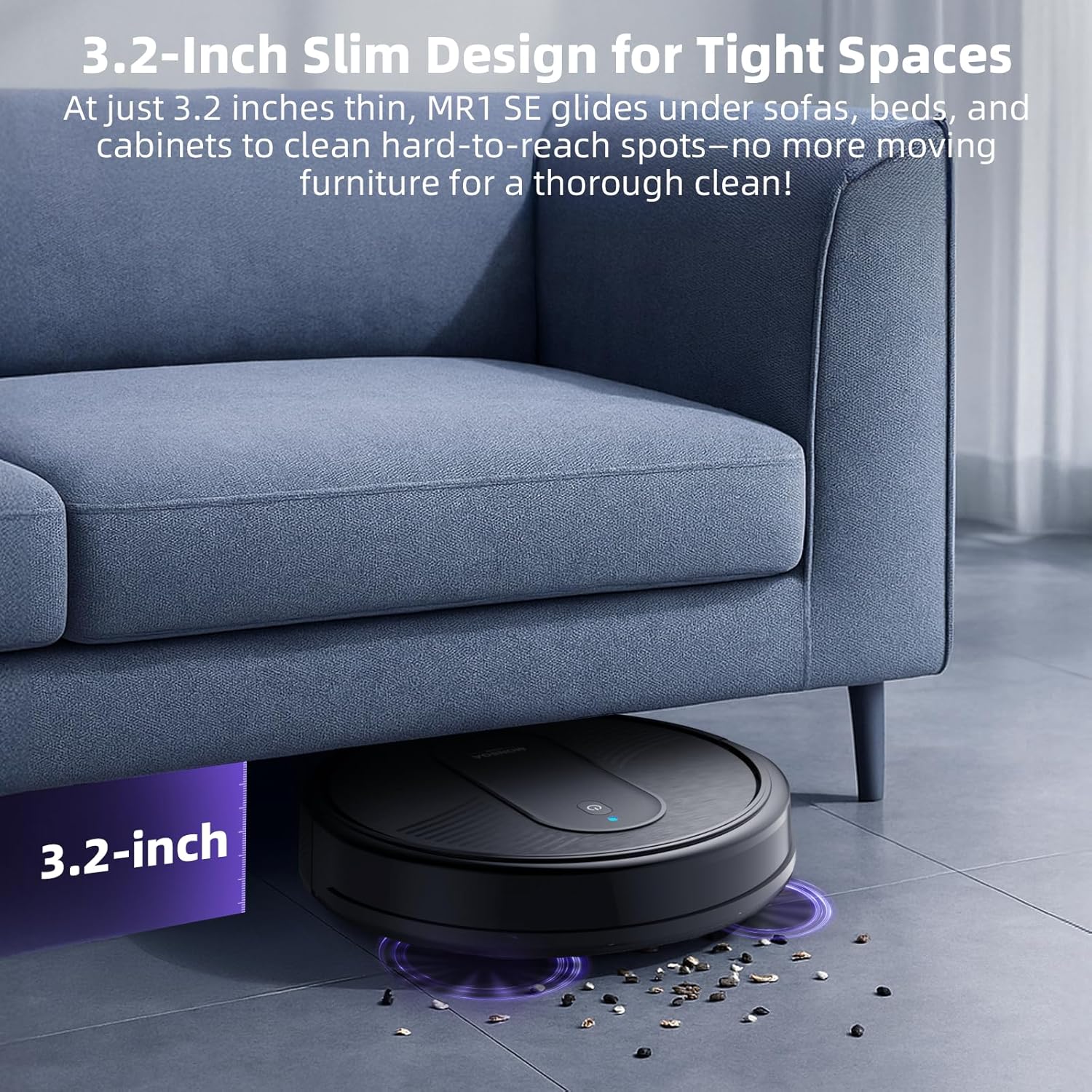 MONSGA Robot Vacuum Cleaner, 3000Pa Powerful Suction Robotic Vacuum, 3.2" Super-Slim, 140Min Runtime, Vacuum Robot for Hard Floor/Low Pile Carpet/Pet Hair, Remote/App/Voice Control, Schedule Clean