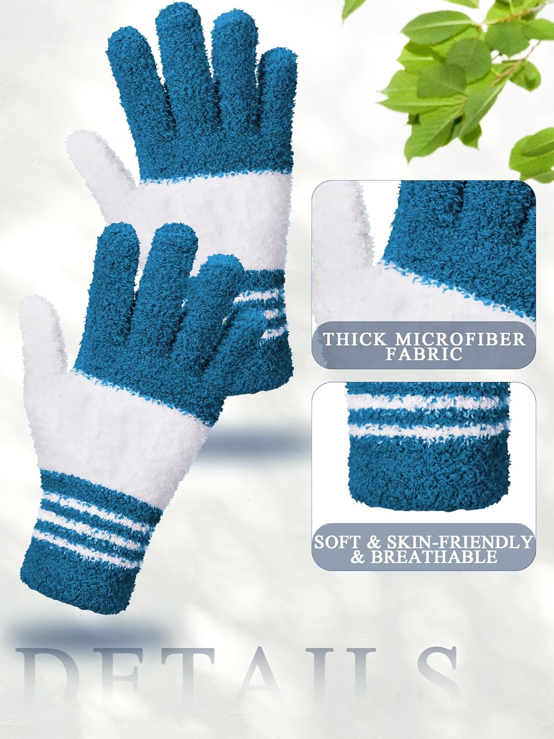 Patelai 3 Pairs Microfiber Plant Dusting Gloves Leaf Cleaning Gloves for Indoor Plants, Blinds, Furniture, House(Medium,Black, Dark Blue, Gray)