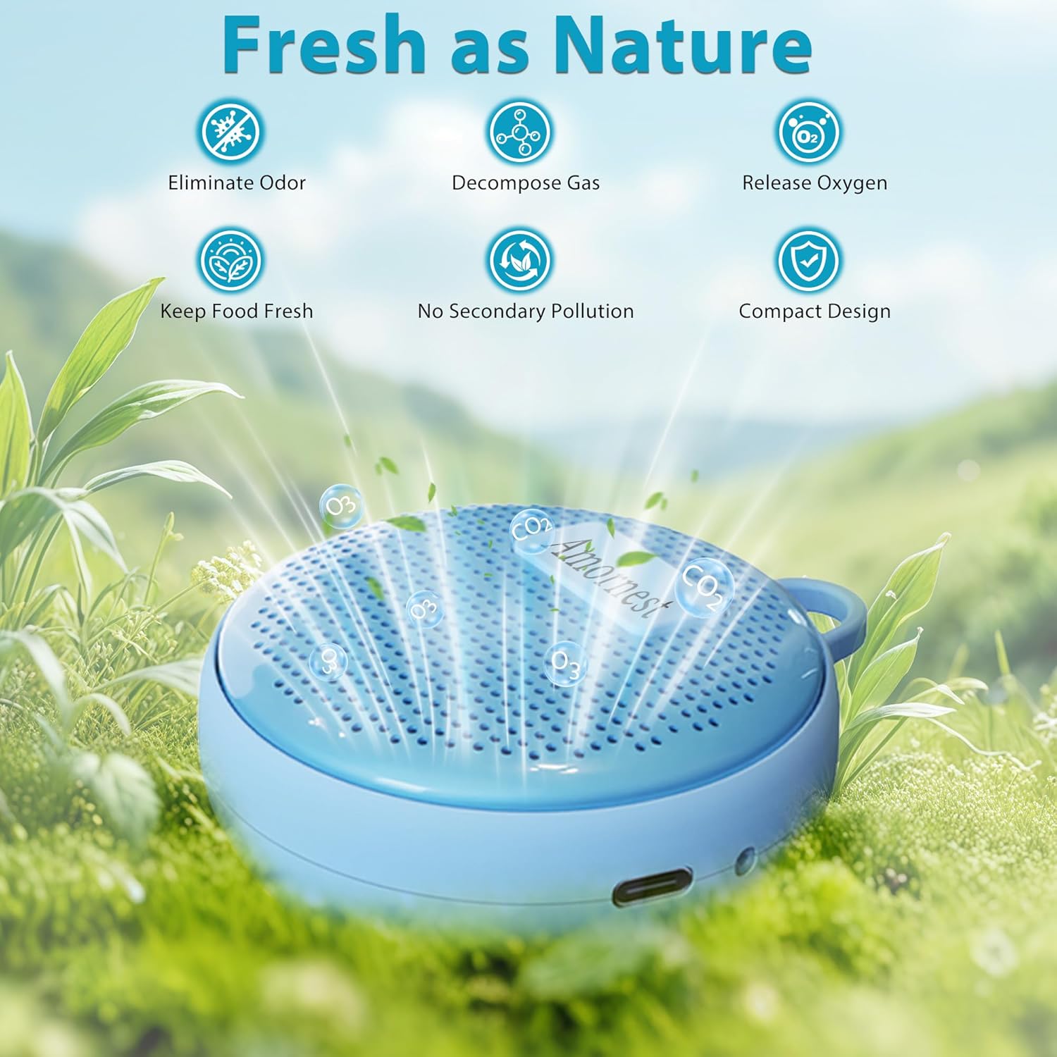 Refrigerator Deodorizer Odor Eliminator, Last for 10 Yeas Fridge Deodorizer Compact Fridge Freshener Deodorizer More Effective Than Baking Soda Bamboo Air Purifying Bags,Sky Blue
