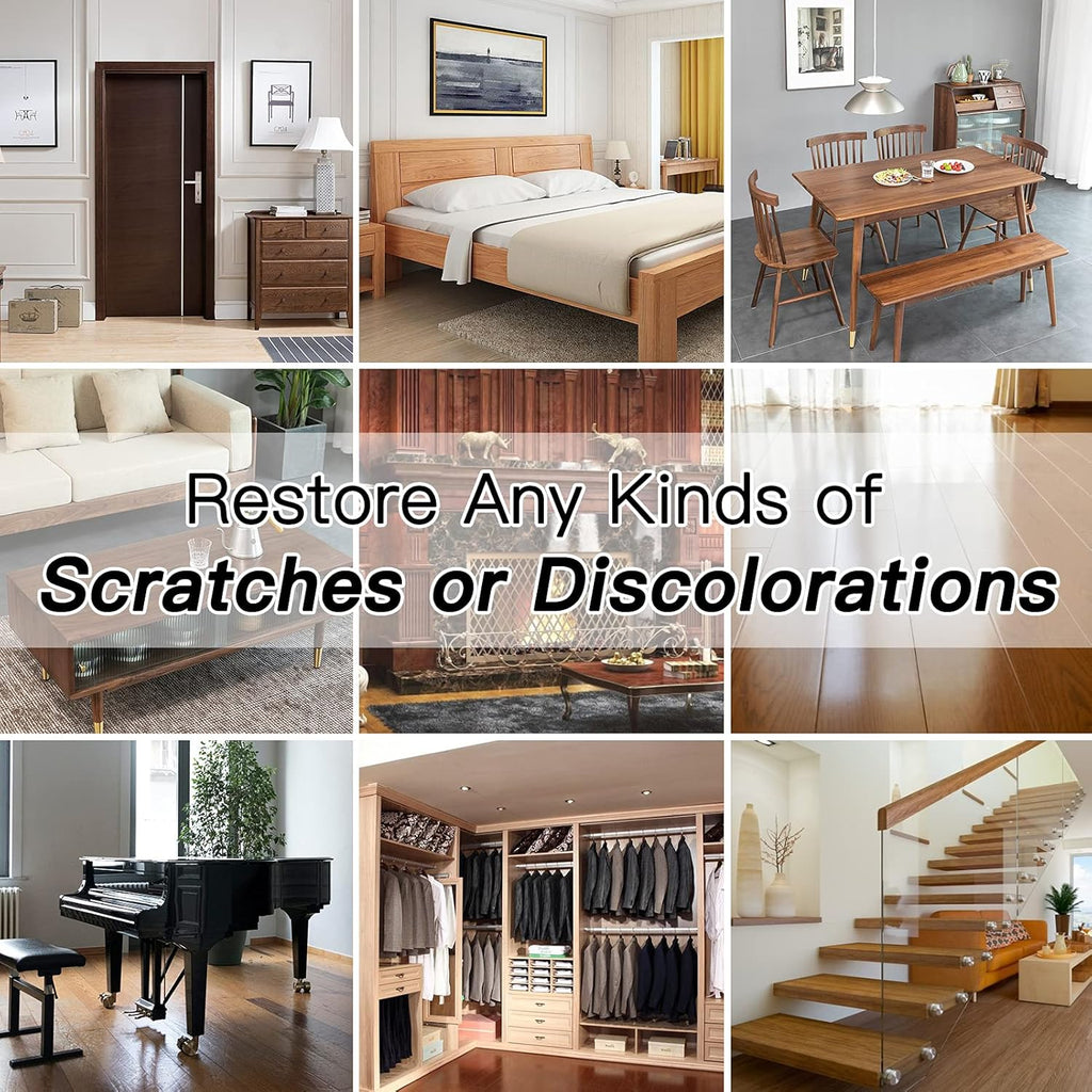 SEISSO Wood Furniture Repair Kit, 42 Pcs Wood Filler and Touch Up Markers with Wax Sticks, Vinyl Floor Repair Kit for Scratches, Cracks, Holes, Discoloration for Door, Stain, Floor, Table, Cabinet