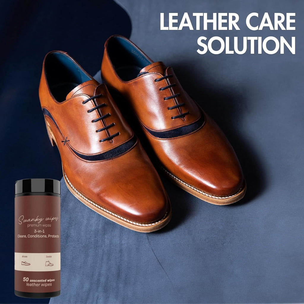 Swanky Leather Wipes - Leather Cleaner and Conditioner for Purses, Shoes, Furniture Polish & Car Seats, Prevents Fading & Cracking, Restores Softness & Shine - Canister, 200 Count