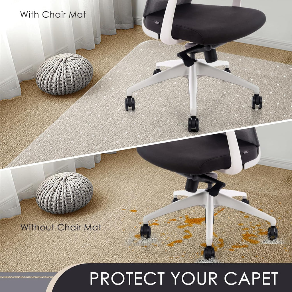 Kuyal Office Chair Mat for Carpet, 40x48 Clear Heavy Duty Computer Chair Mat, Under Desk Protector Carpeted Floors Mat, Easy Chair Movement,Ship Flat