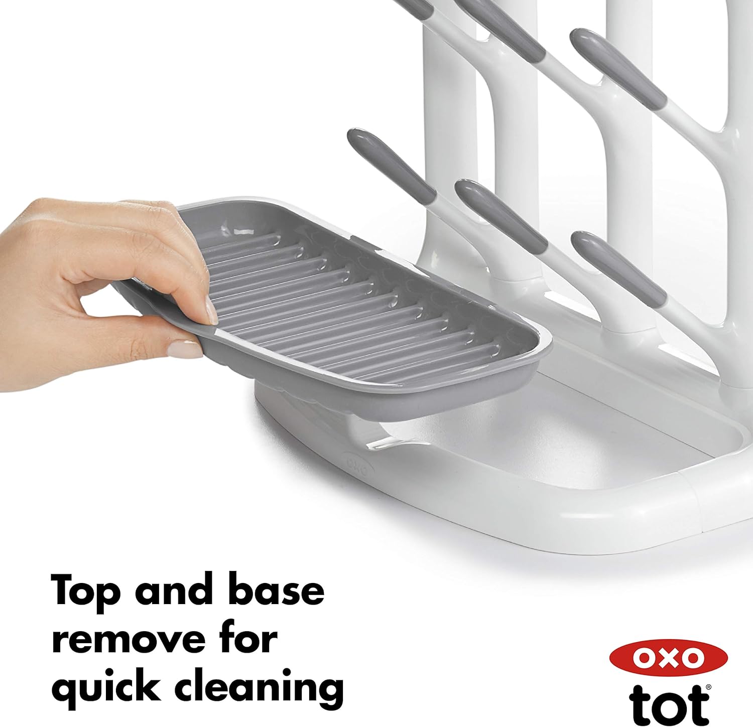 OXO Tot Space-Saving Bottle Drying Rack, Baby Bottle Organizer for Countertop