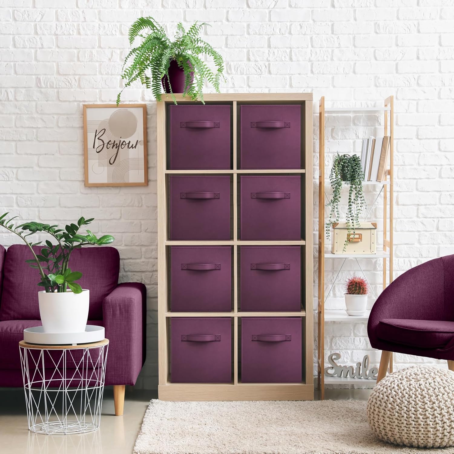 Sorbus 13 Inch Storage Bins - Sturdy Collapsible Fabric Storage Cubes with Handle - 8 Foldable Baskets for Organizing Clothes, Toys, Books - Storage Baskets for Shelves, Closets