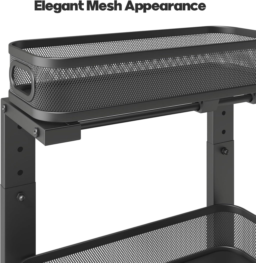 1 Pack 15.7IN-Depth Under Sink Organizer With Smooth Cylindrical Rail,2-Tier Pull Out Multi-Purpose Cabinet Storage for Bathroom&Kitchen,Height Adjustable,Rust-resistant Coating-Gun Gray