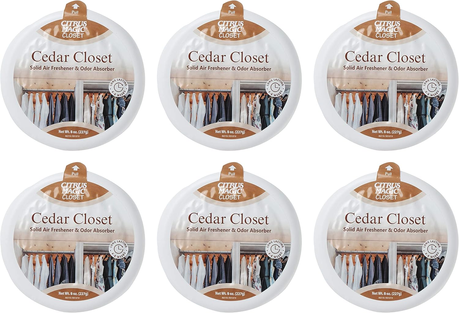 Citrus Magic For Closets Odor Absorbing Solid Air Freshener, Cedar, 8-Ounce, Pack of 6 - CASE
