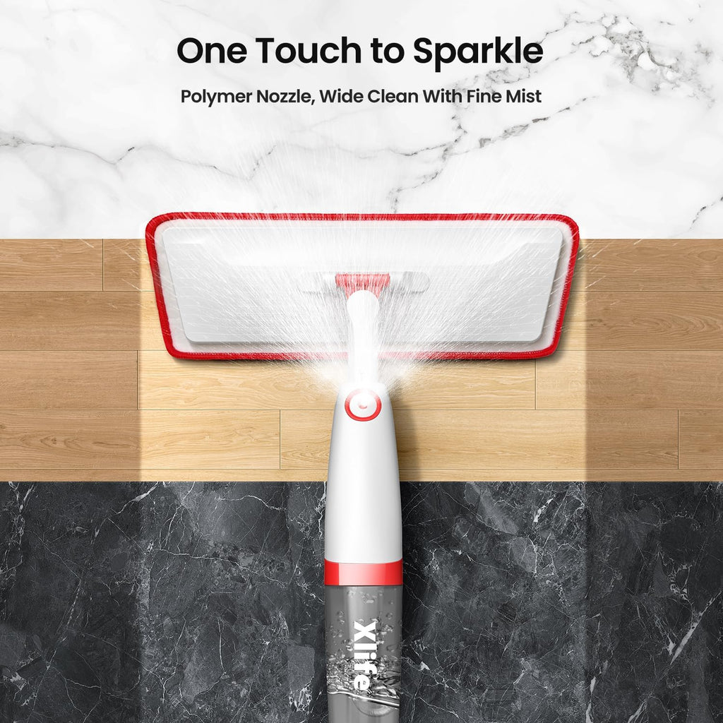 Spray Mops for Floor Cleaning with 3pcs Washable Pads, Xlife Wet Dry Mop for Kitchen Wood Hardwood Laminate Ceramic Tiles Floor Dust Cleaning-Red (No Cleaner)