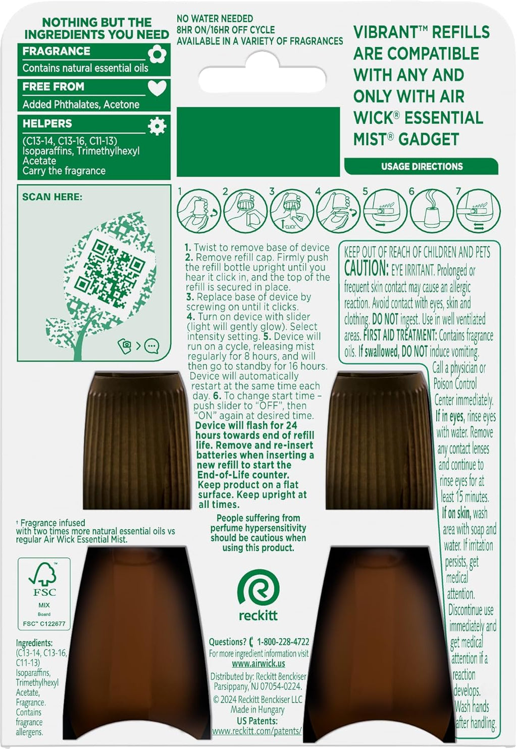 AIR WICK Essential Mist Twin Refill – White Sage & Mahogany (2x.67) oz. (Pack of 2)