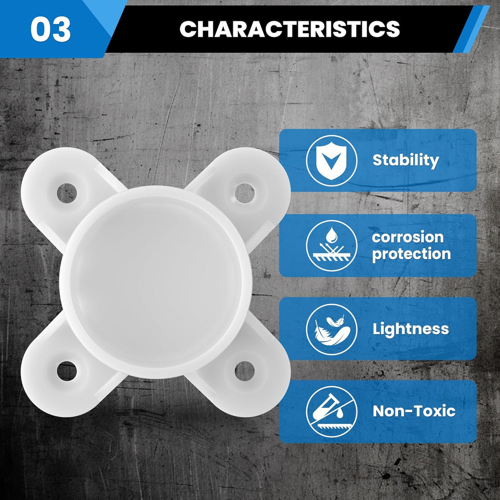 10 Pcs 1" PVC Flange Fittings, Table Screw Caps PVC Fittings for DIY Table Leg Support Feet, Furniture and Storage Shelves