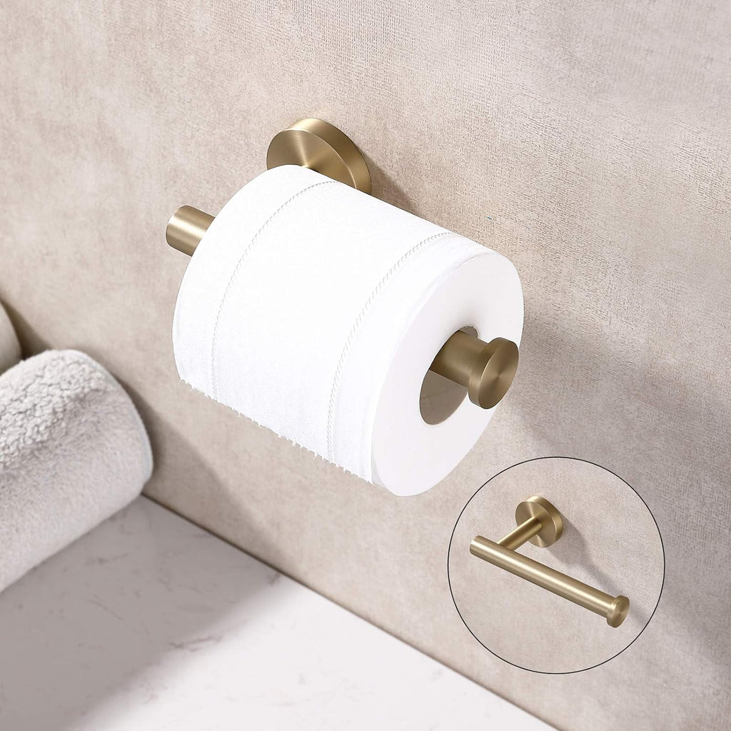 TASTOS Toilet Paper Holder SUS304 Stainless Steel Round Size Brushed Gold 2 Pack