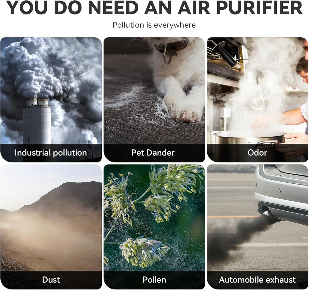 Air Purifiers for Bedroom, H13 HEPA Air Purifiers - Covers Up to 1074 ft² - 24dB Ultra-Quiet Sleep Mode, 360° Outlet Air Cleaner, Perfect for Home, Pets (Green)