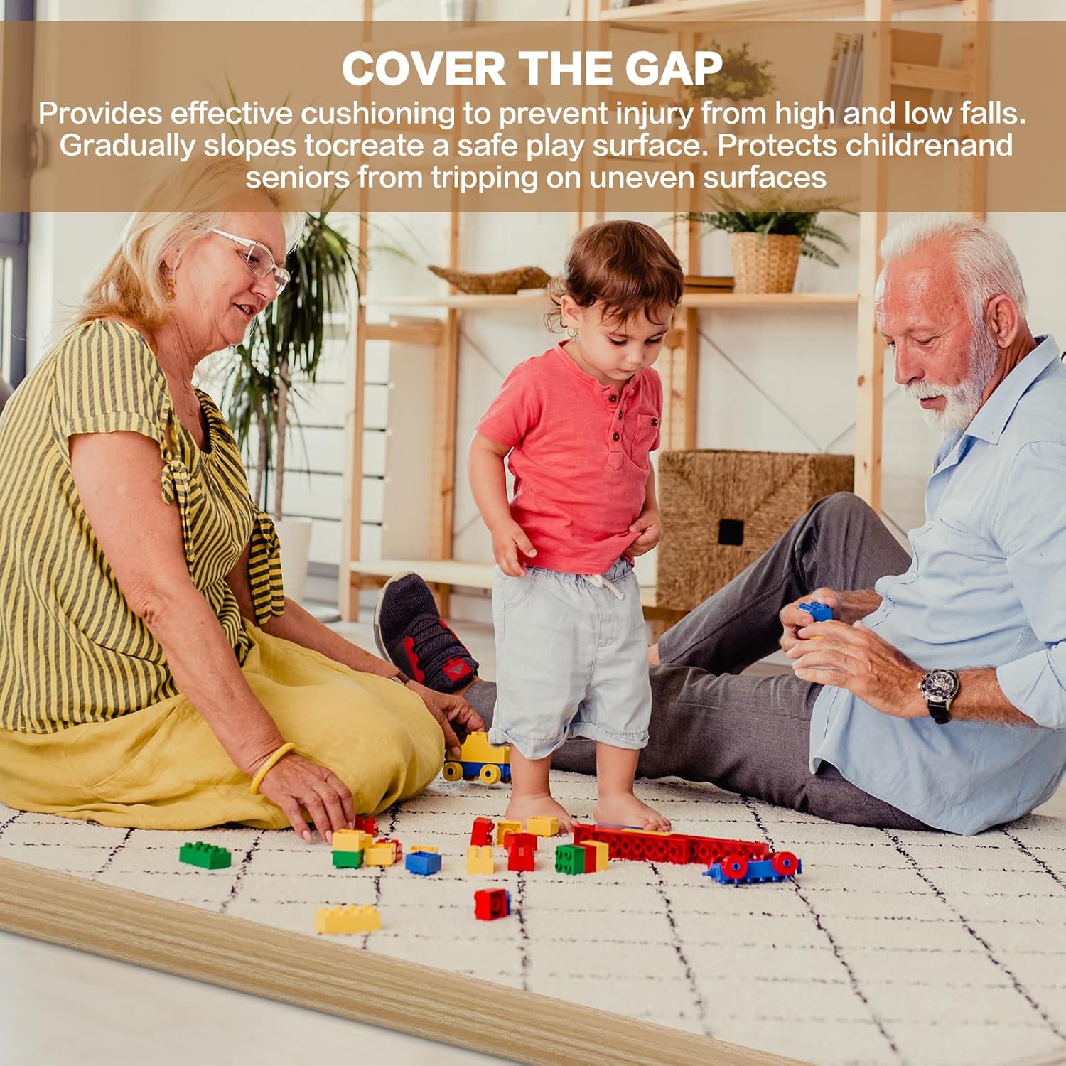 Floor Transition Strip Vinyl Door Threshold Ramp Self Adhesive Carpet Edging Strip Doorway Edge Trim, Overlap Edge Reducer for Laminate Carpet, Floor, Tile (Light Yellow Grain, 2/5" to 3/5", 6.6Ft)