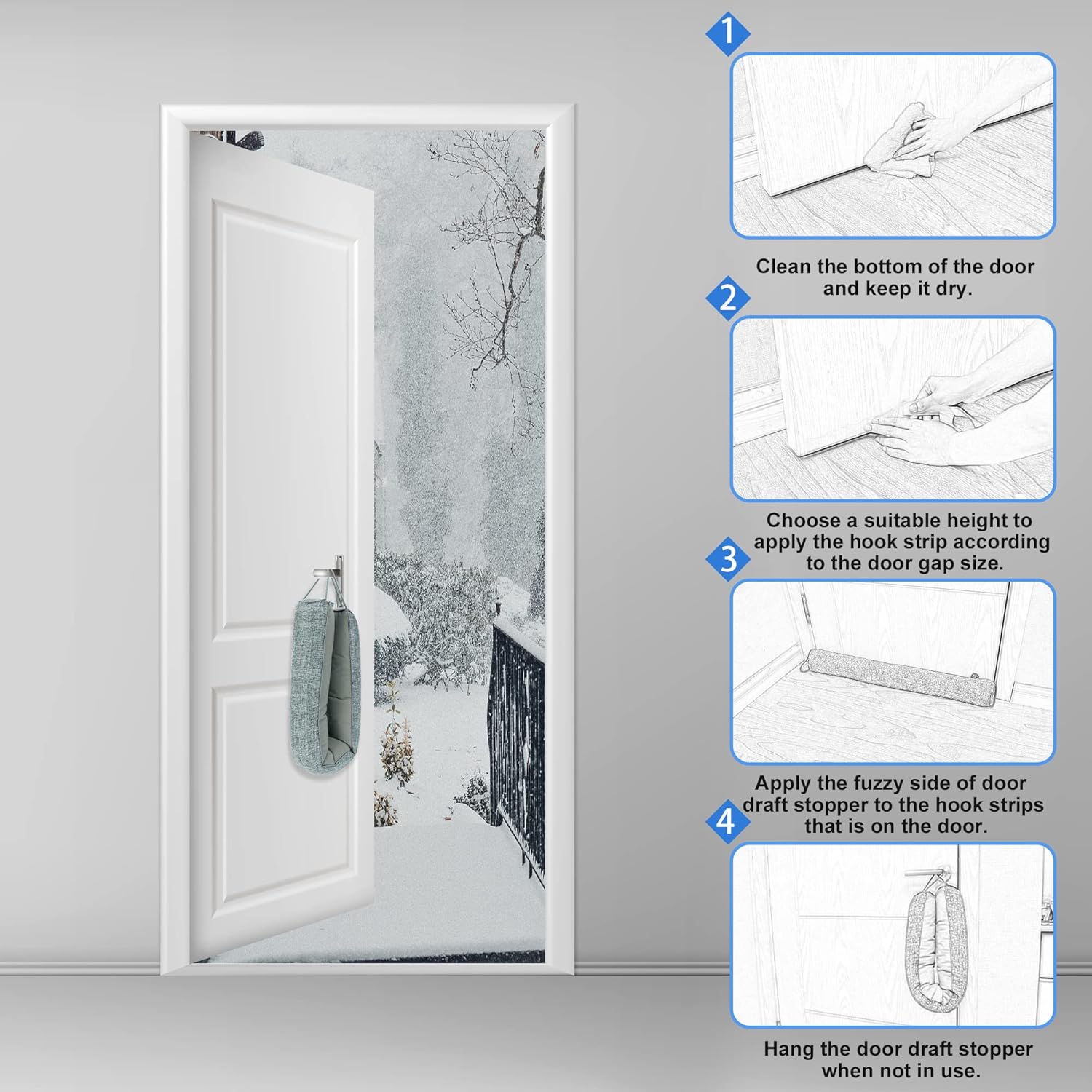 NABOWAN 36" Weighted Under Door Draft Stopper -Triangular Door Draft Blocker with Hook Loops for Easy Install, Save Energy, Home Room Essentials