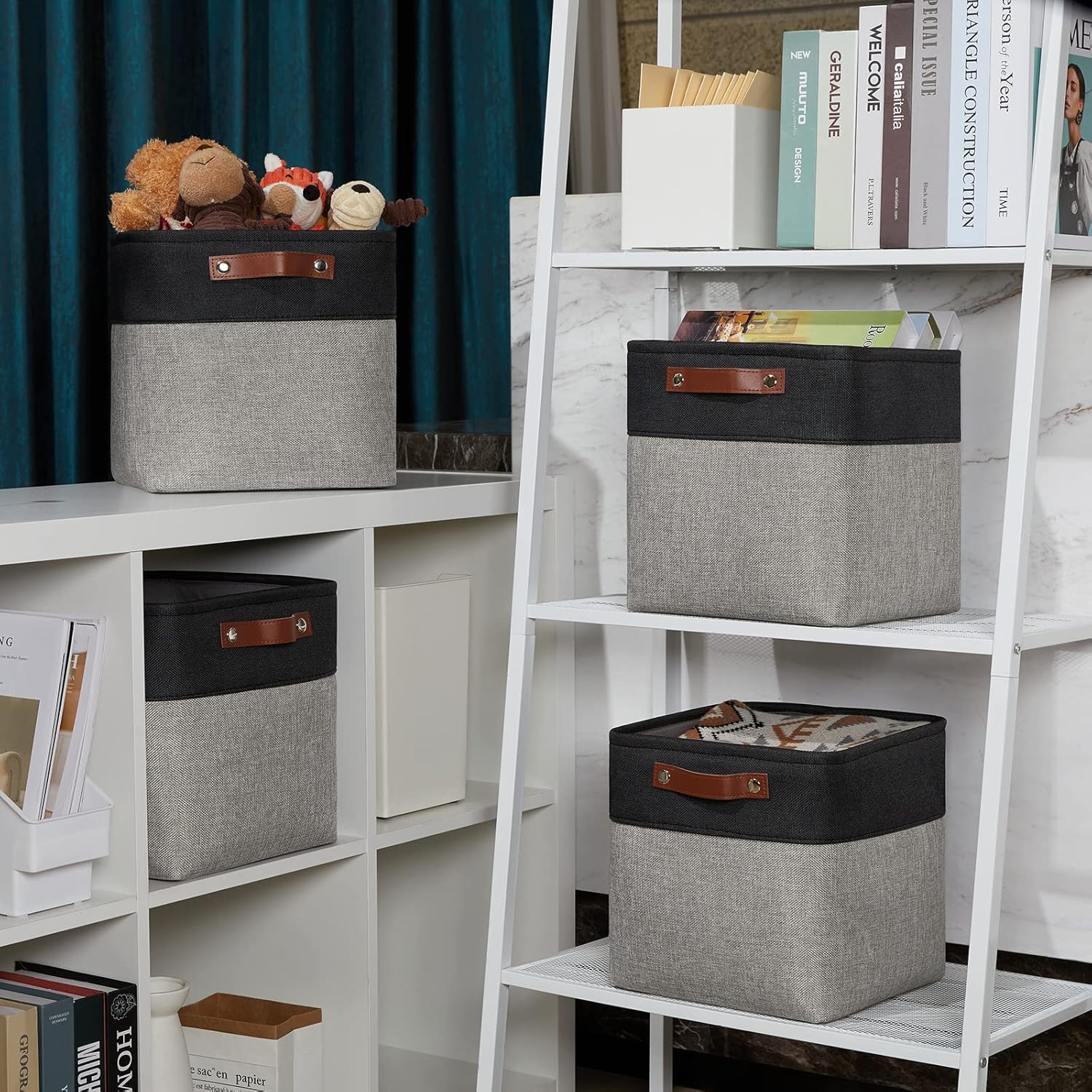 DULLEMELO 11x11 Cube Storage Bins for Cube organizer, Foldable Cube Storage Bins Baskets for Organizing Home Office Closet Shelves Toy Nursery,Fabric Cube Baskets Bin for Home organization