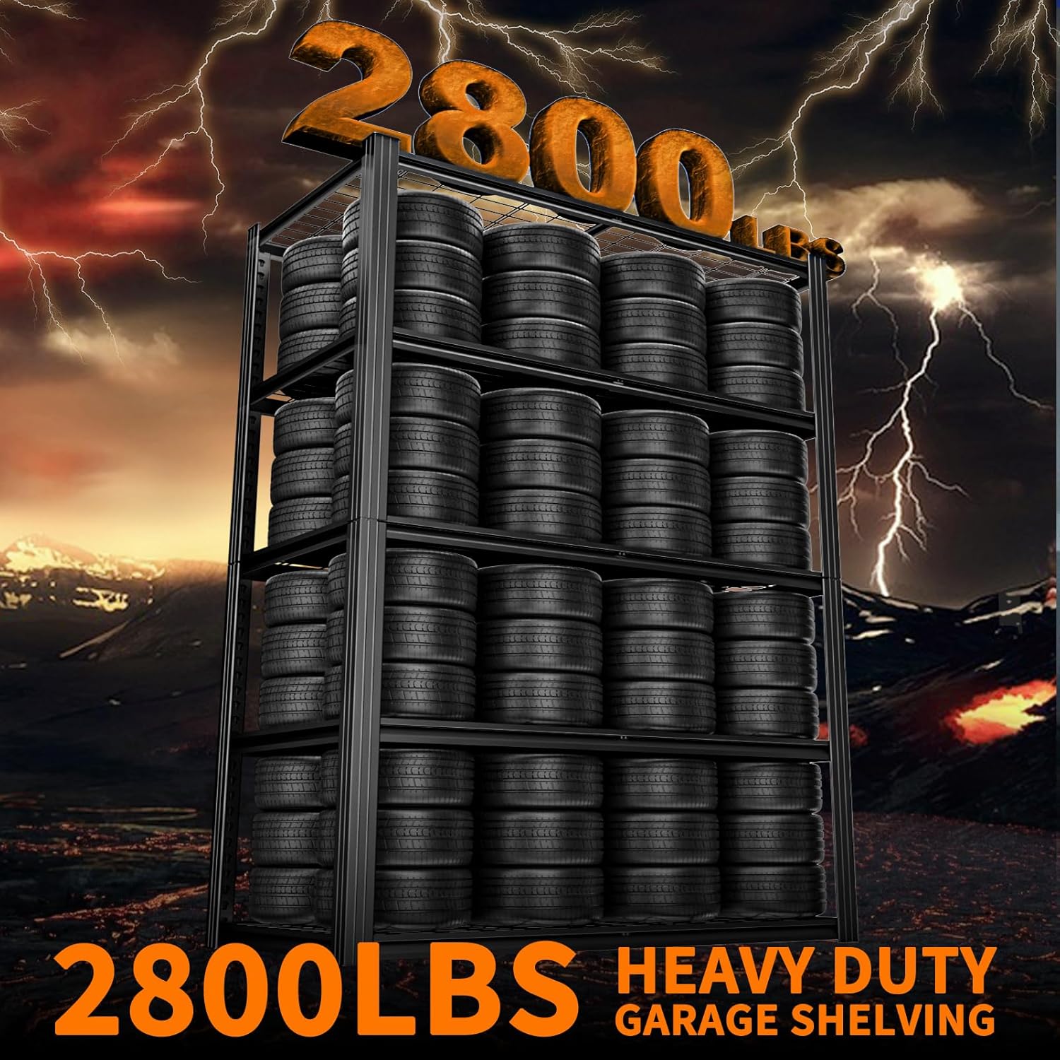 Garage Shelving, Storage Shelves Heavy Duty 2800 LBS Capacity, 5 Tier Adjustable Metal Organizer Wire Rack, 48" L x 24" W x 72" H Utility Shelf Unit for Kitchen Pantry