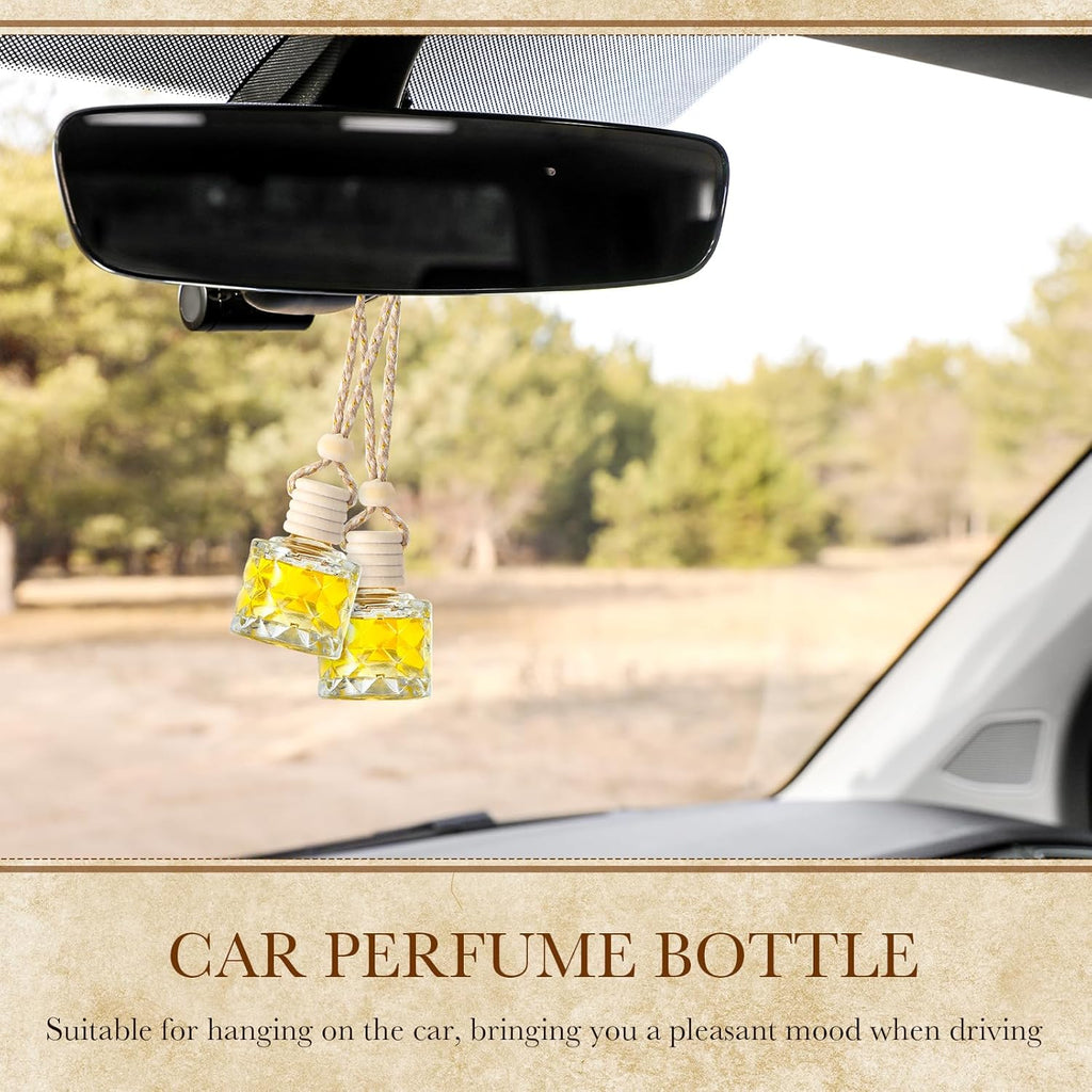 BBTO 50 Pcs Hanging Car Air Freshener Car Diffuser Bottles Empty Glass Perfume Bottle Freshener Diffuser Bottle Pendant for Essential Oil Fragrance Aromatherapy Bottle Ornament(Diamond)