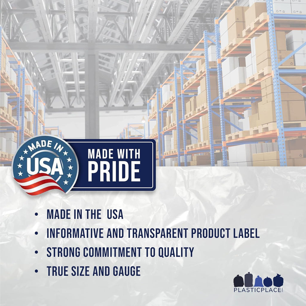 Plasticplace Contractor Trash Bags 33 Gallon - 3.0 Mil, Heavy Duty Garbage Bag 33” x 39”, Black, 50 Count