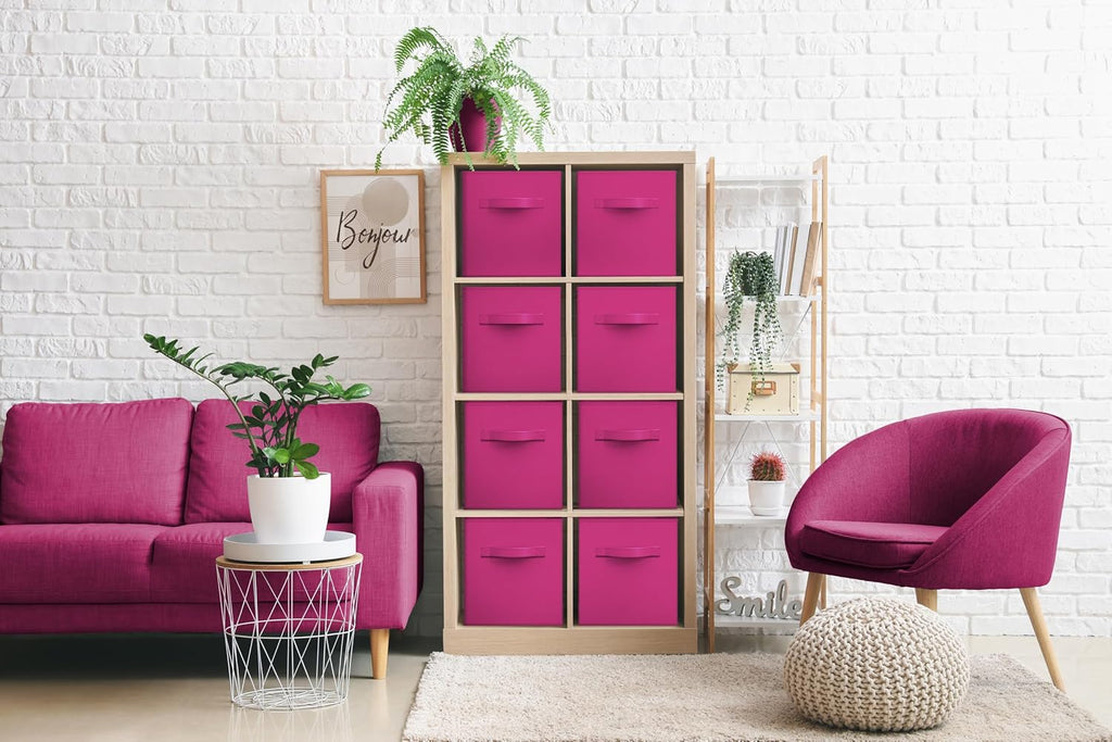 Sorbus Fabric Storage Cubes - 8 Foldable Storage Bins for Organizing Pantry, Cubbies, Toy Box - Clothes Storage & Closet Organizer - 11 Inch Collapsible Cube Baskets for Shelves with Handle