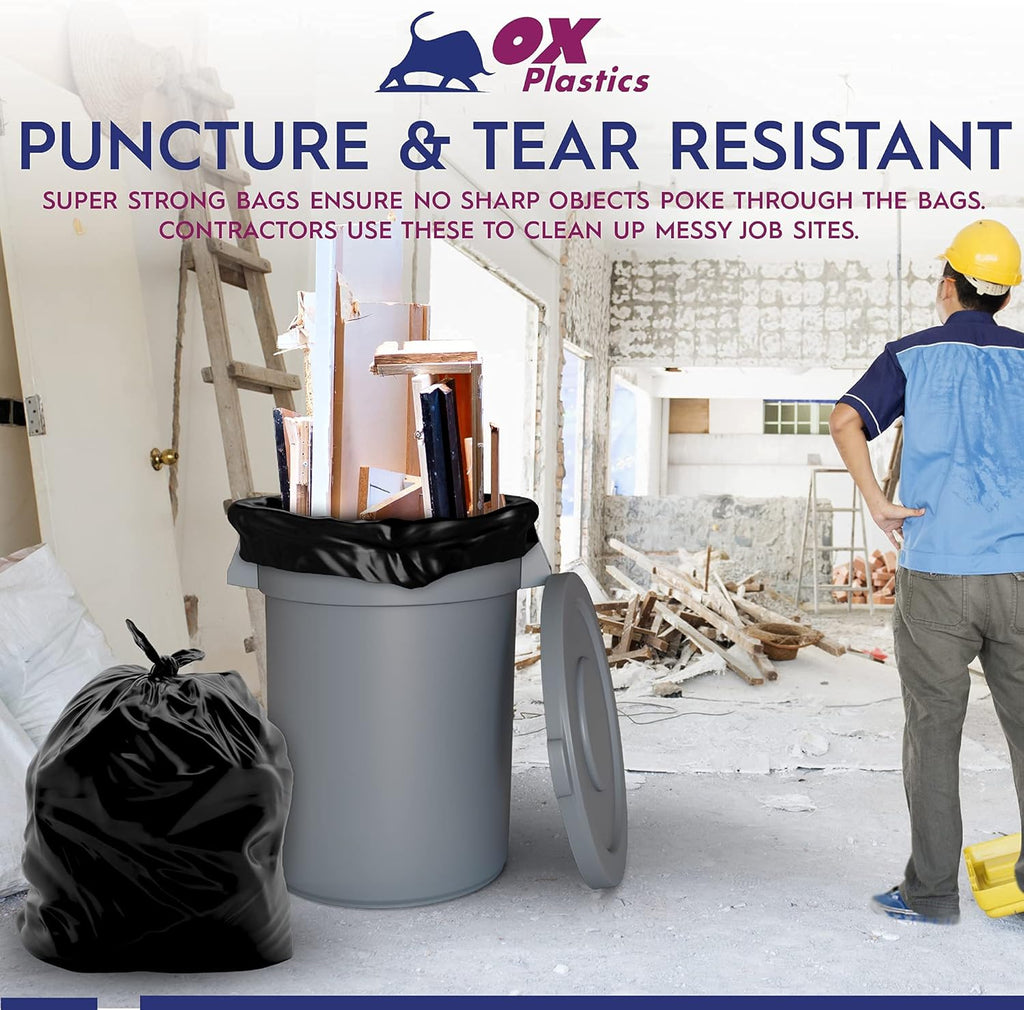 OX Plastics Black Trash Bags - Heavy Duty Garbage Bags, Extra Thick Unscented Large Trash Can Liners for Home, Outdoor, and Commercial Use - 13 Gallon, 200 Count