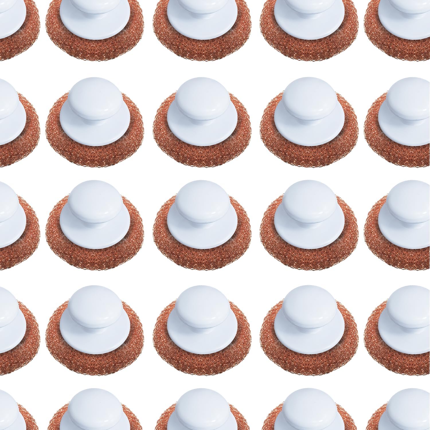 LOLA Copper Mesh Scouring Pad w/Comfort Knob, 144 Pack, Heavy Duty Cleaning Pads, Knitted Wire Mesh, Cleans Caked-On & Baked-On Messes