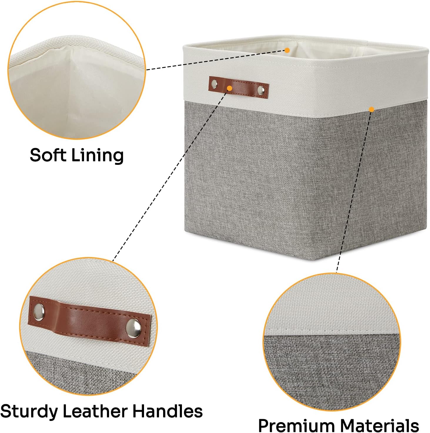 DULLEMELO 13 inch Fabric Storage Cubes 4 Pack Foldable Baskets/Bins for Home Office Organizer Closet, Shelves, Toy, Nursery