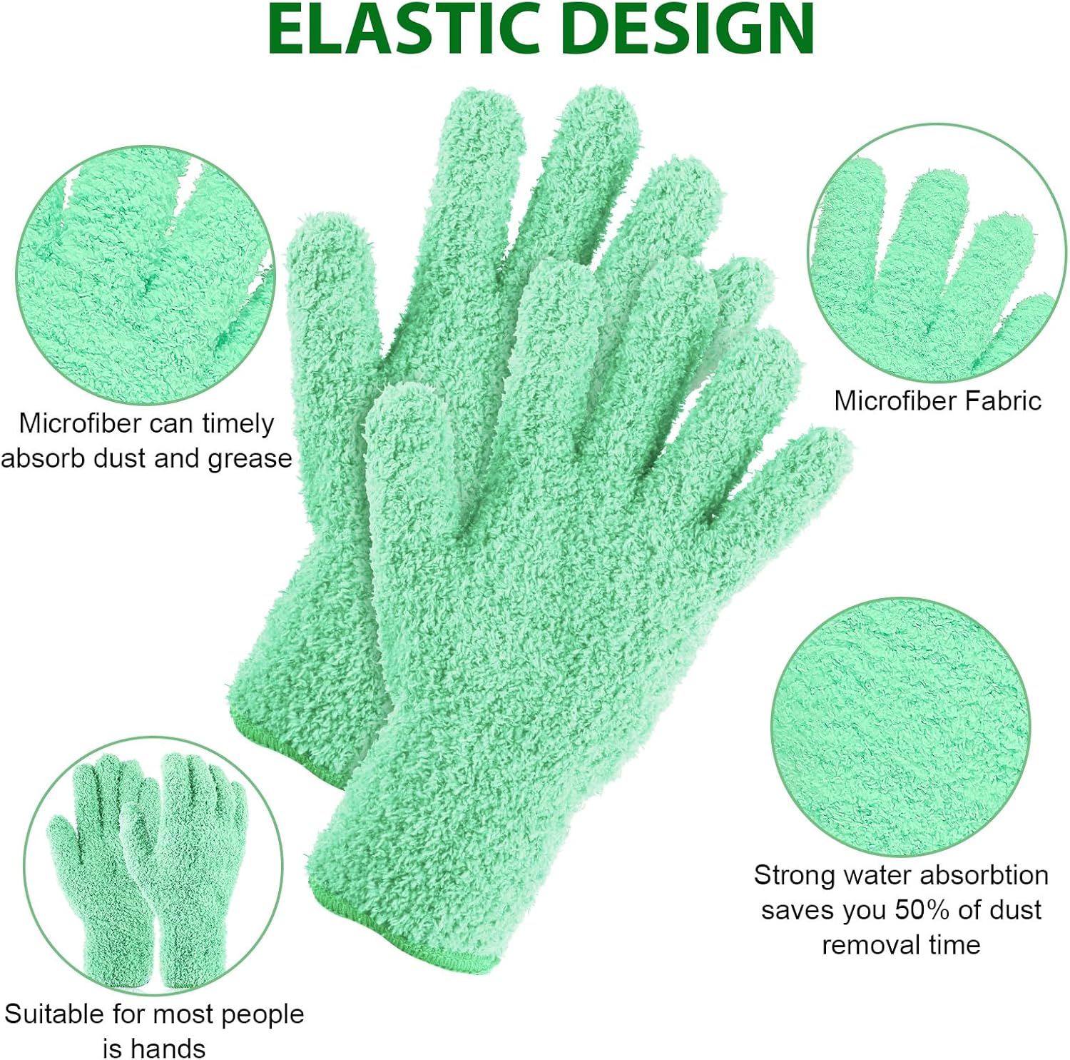 Plant Dusting Gloves, Microfiber Dusters for Cleaning Kitchen Indoor Mitt for House Use Desk Window Blind Screen Wash