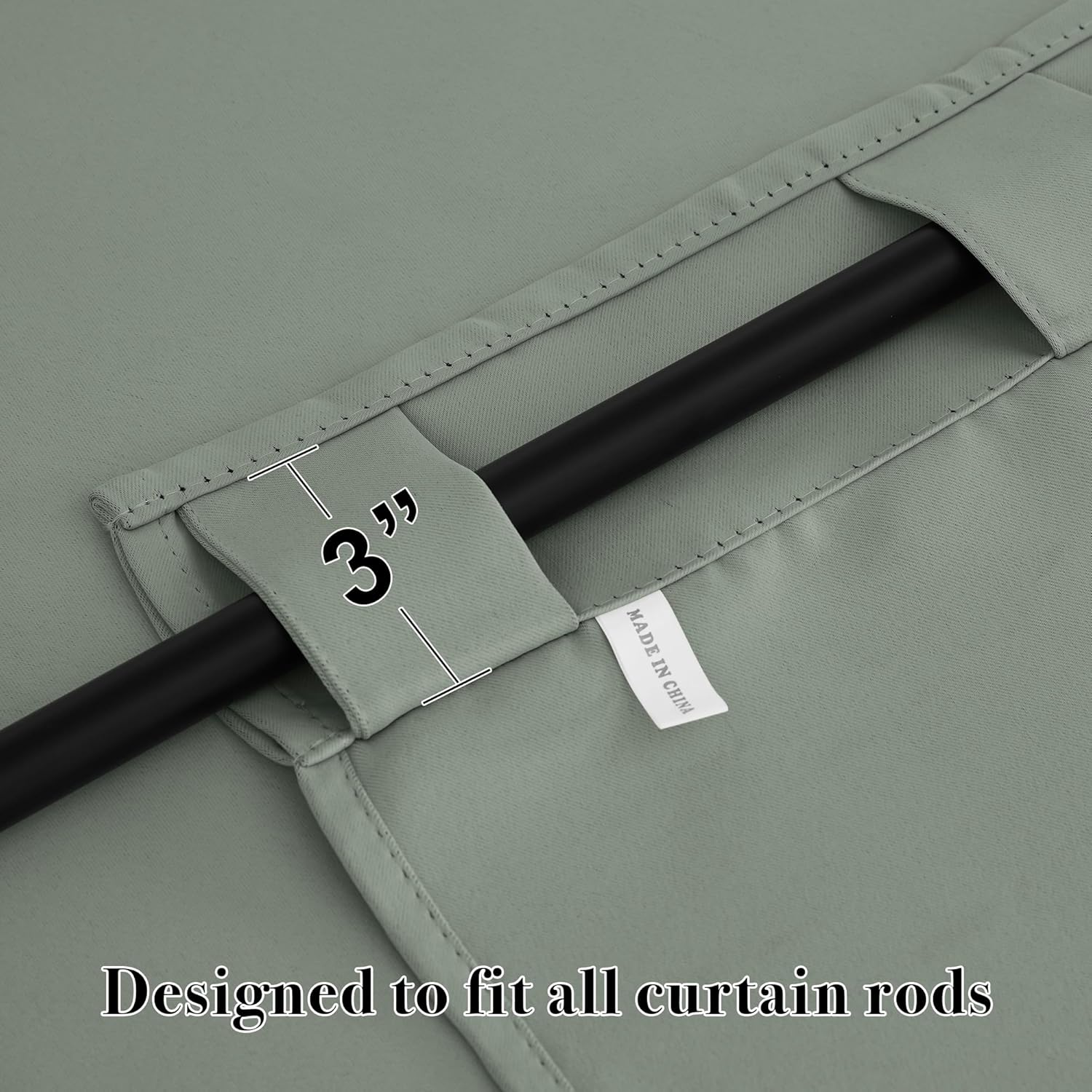 RYB HOME Sage Green Curtains for Living Room, Elegent Farmhouse Vertical Back Tab& Rod Pocket Blackout Window Decor for Bedroom Dining, Sliding Glass Door Home Office Drapes, W62 x L84, 2 Panels