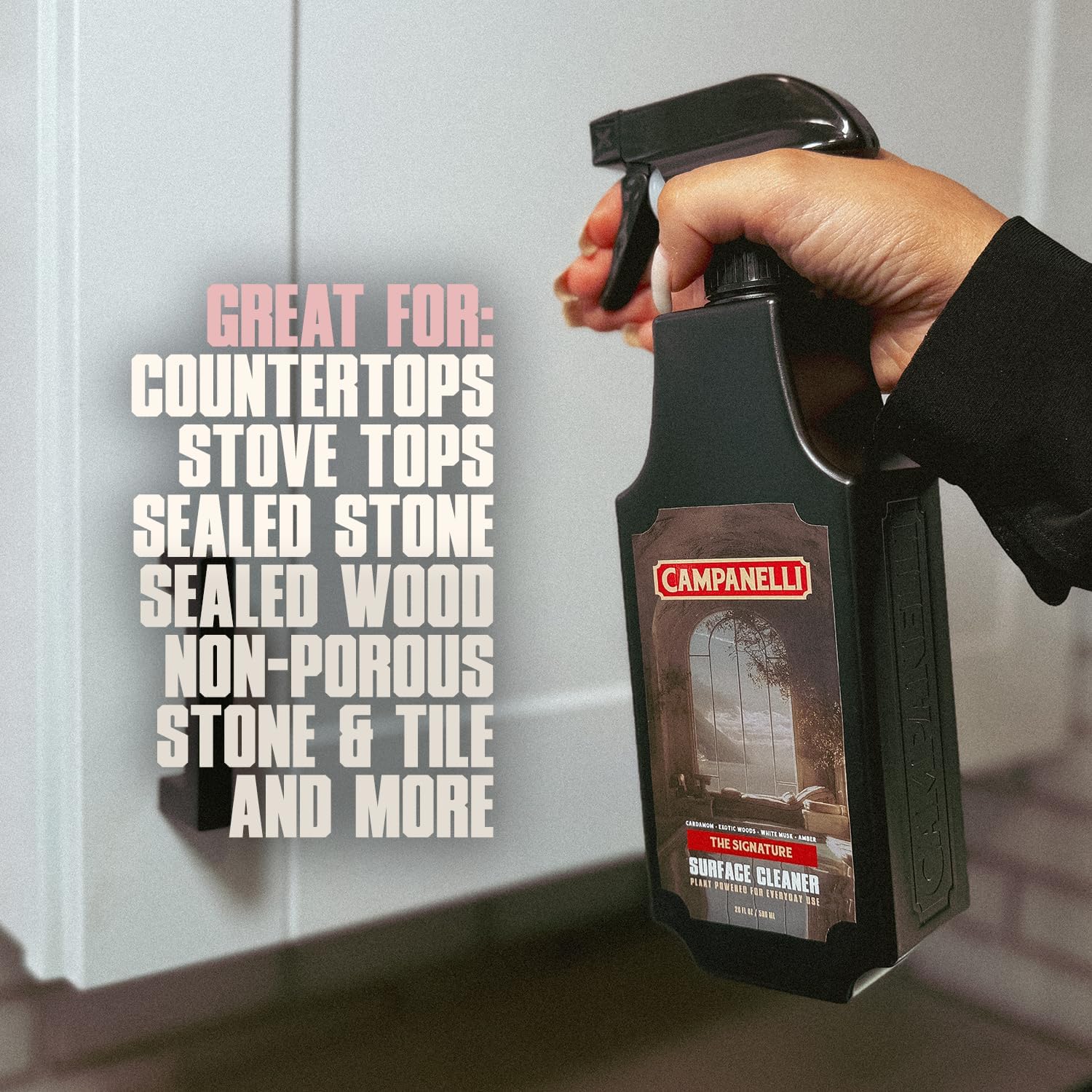 CAMPANELLI Multi-Purpose Surface Cleaner for Kitchen, Bathroom, Hard Surfaces - Plant-Powered, Scented - 20 oz, The Signature