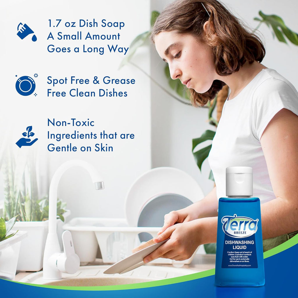 Travel Laundry Detergent & Dish Soap | Terra Breeze 1-Shoppe Amenities Kit | Laundry Soap, Dish Soap | 90 Pieces