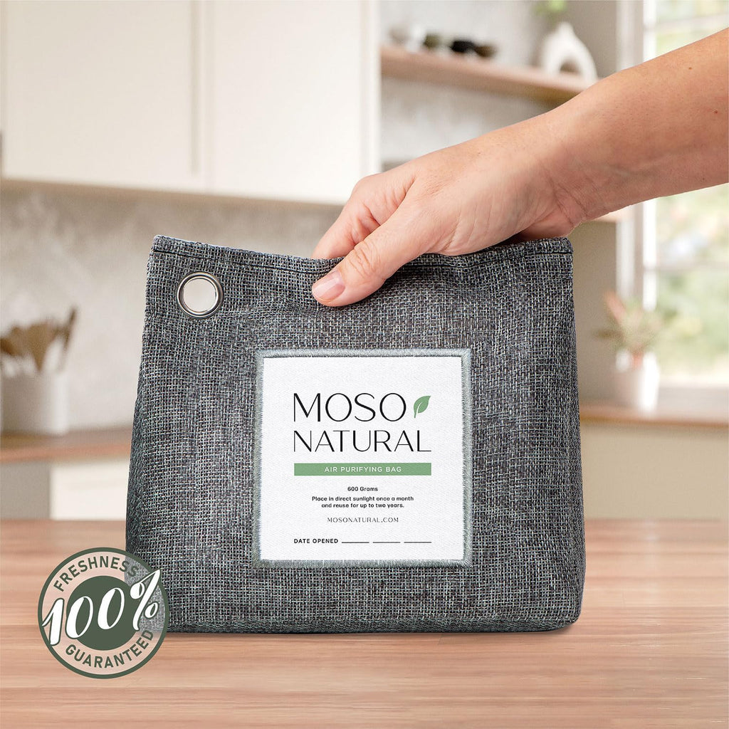 Moso Natural Air Purifying Bag 600g (3 Pack) Premium Bamboo Charcoal Odor Absorber | Pet Odor Eliminator for Home | Room Deodorizer for Large Spaces, Bedroom, Kitchen, Basement | Charcoal Bags