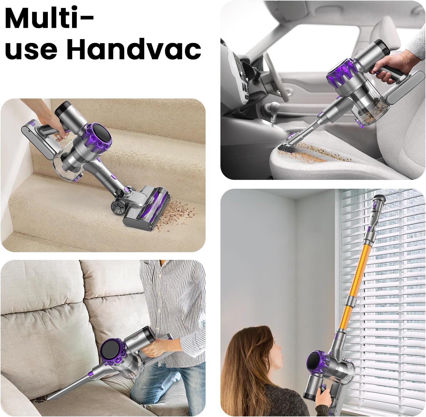 S3P Cordless Vacuum Cleaner, 45kPa Powerful Suction Vacuum Cleaners for Home, 55-Min Runtime Rechargeable Stick Vacuum, Self-Standing, for Pet Hair Carpet Hard Floor, LED Display