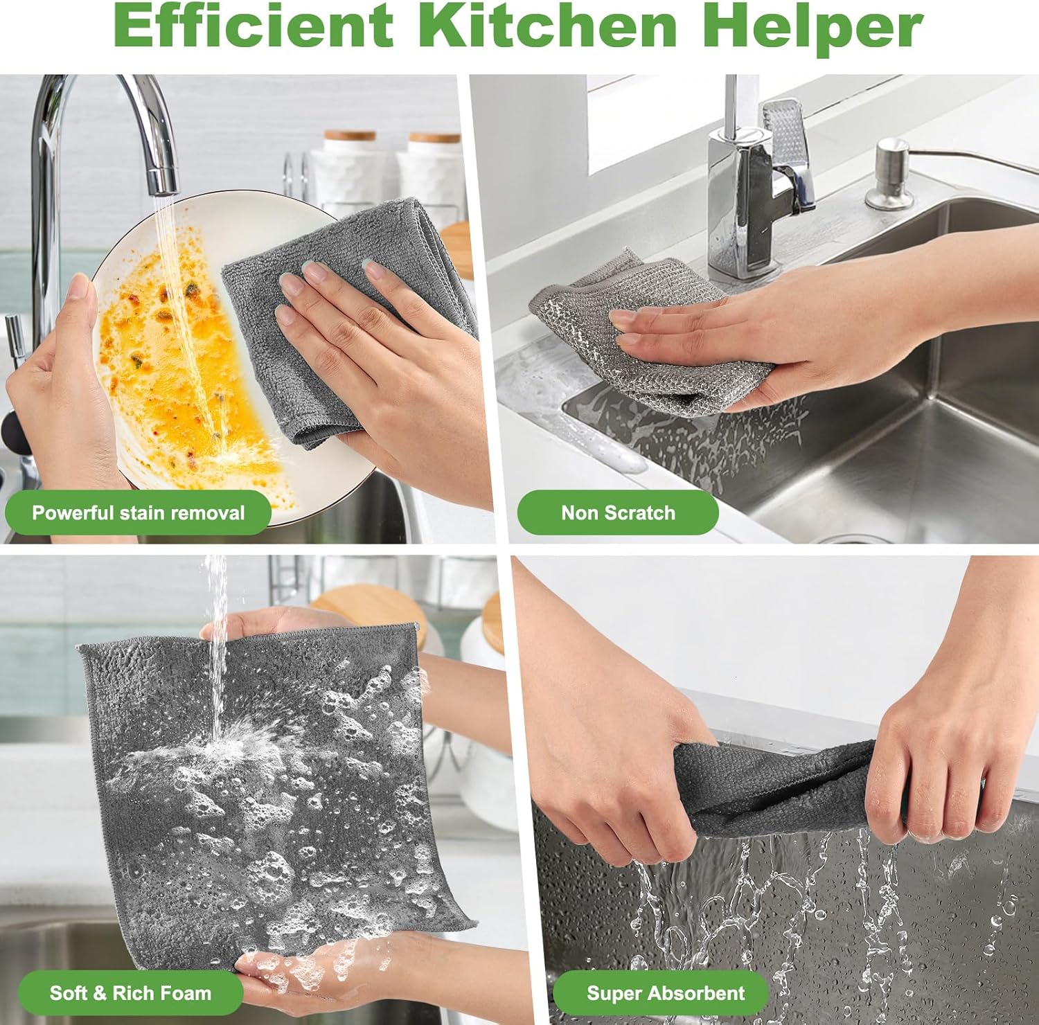 10 Counts Multipurpose Wire Dishwashing Rag,Non Scratch Wire Dishcloth,Microfiber Miracle Cleaning Cloth with Mesh,Dual-Sided Steel Mesh Cloth for Pot,Metal Scrubber for Washing Dishes,Grey