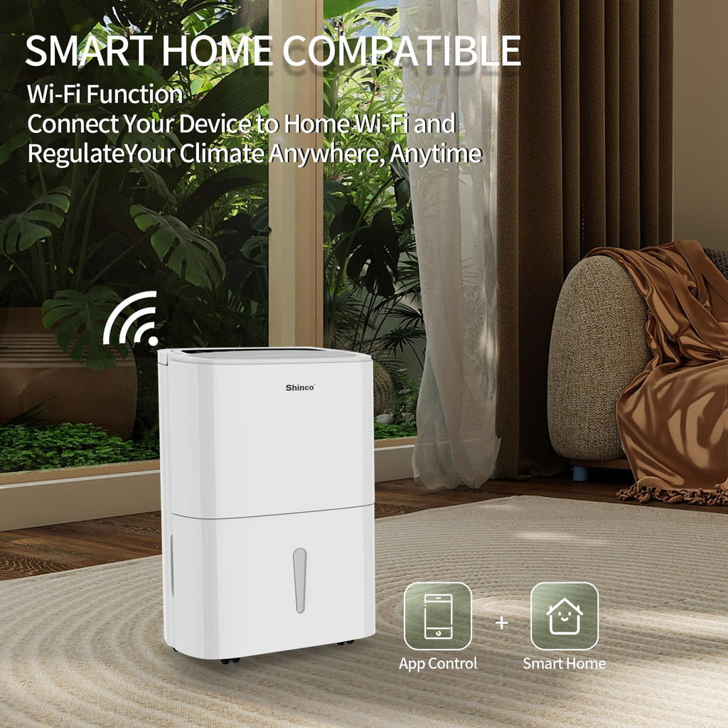 Shinco 6,000 Sq.Ft Energy Star Dehumidifier with WIFI, Ideal for Large Rooms and Home Basements, Efficient Moisture Removal with Adjustable Humidity Control, 1.32 Gallons Water Tank