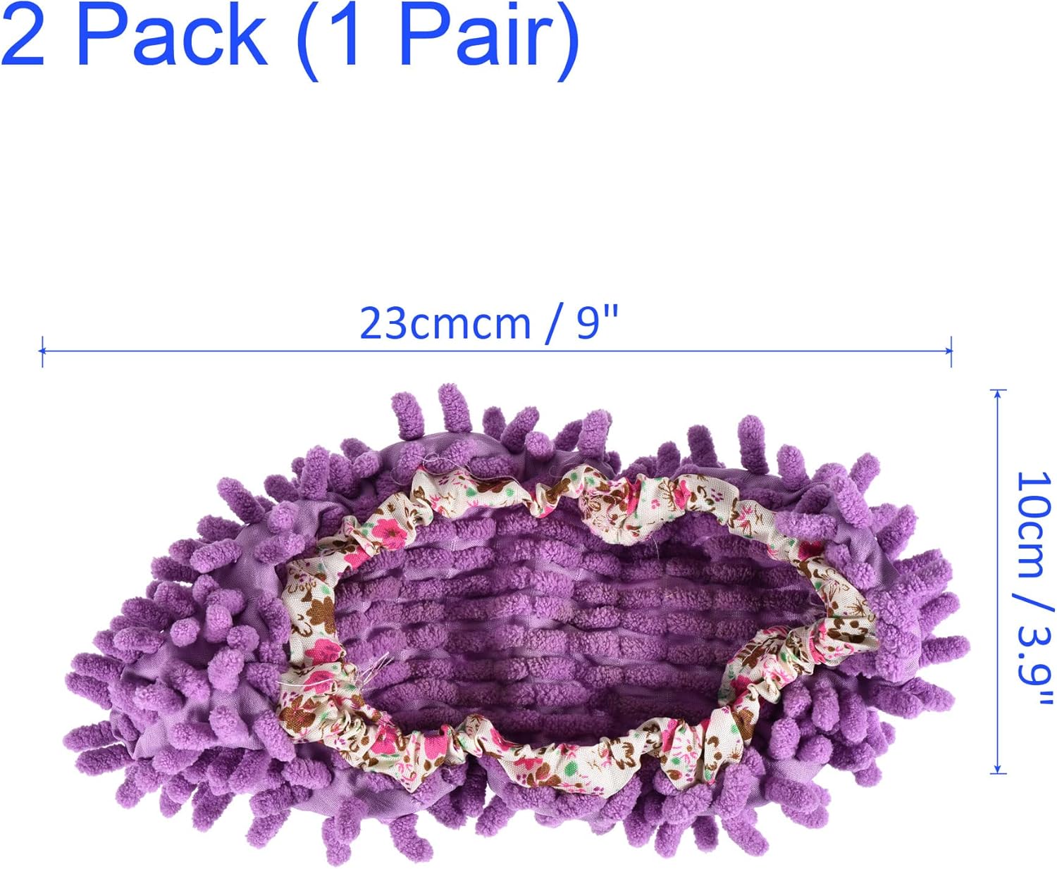 1 Pair Washable Cleaning Shoes Cover - Floor Cleaning Dust, Chenille Microfiber Duster Mop Slippers, Apply to House Office Room (Purple)