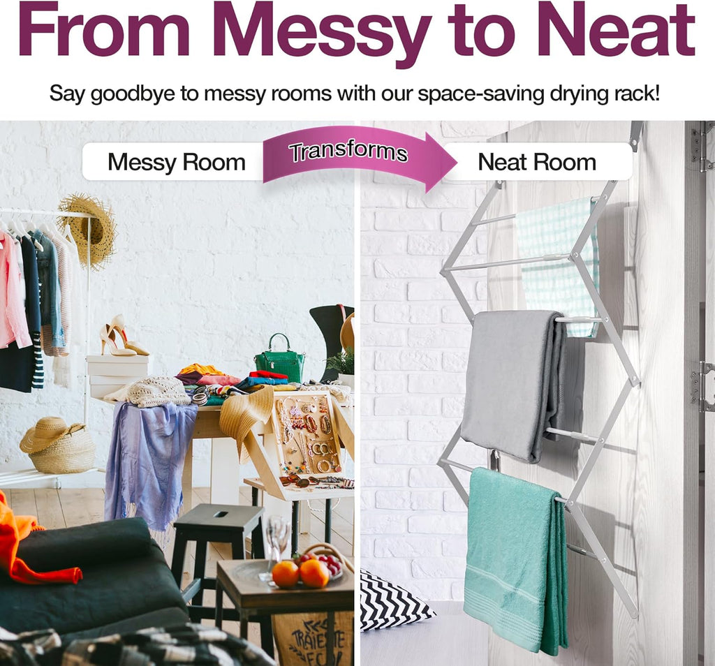 BLACK+DECKER Over The Door Expandable Telescopic Drying Rack, Clothes Organizer, Towel Hanger, Laundry, Collapsible, Silver