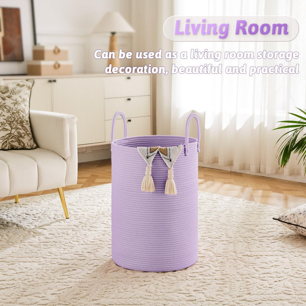 Laundry Basket,Woven Cotton Rope Laundry Hamper,60L for Decorative Storage of Dirty Clothes,Toys and Blankets in Bathroom,Baby Room and Living Room