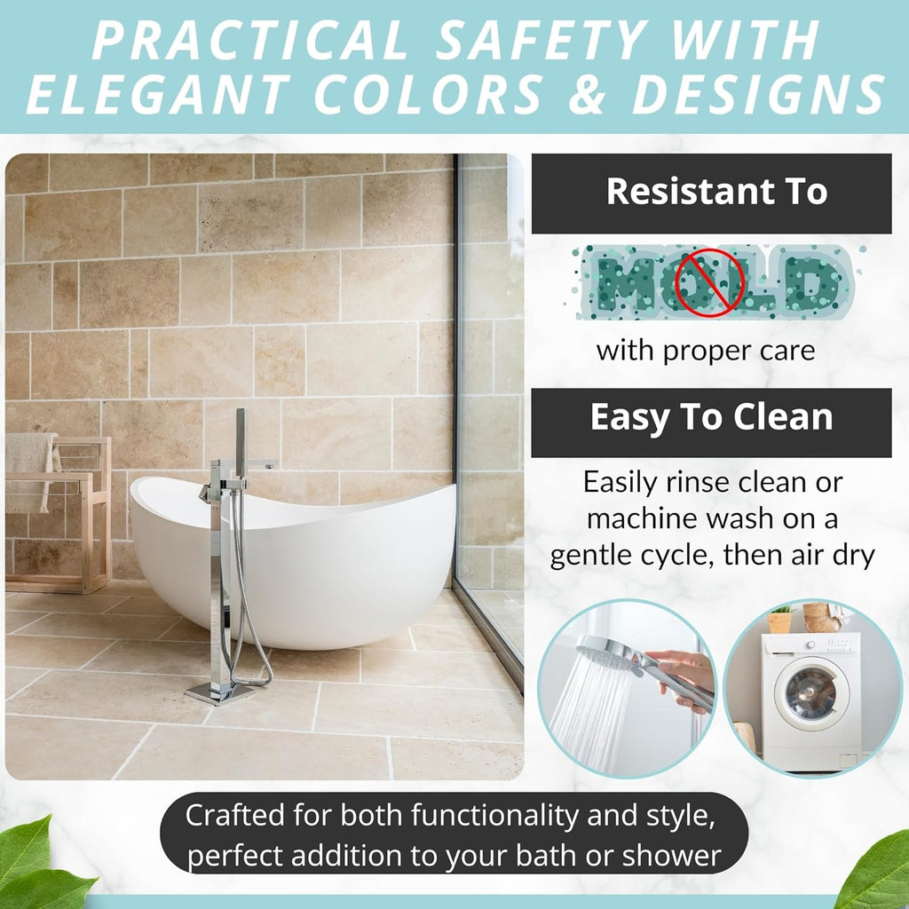 ENKOSI Bath Mat - Large Non Slip Bathtub & Shower Mat - Extra Long. 40 x 16 Inch Bathroom Mats for Tub Nonslip Anti Slip Bathmats (40x16 Beige 1-Pack)